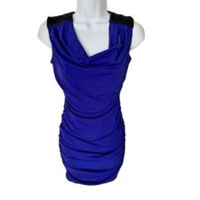 BCX Womens Blue Ruched Party Bodycon Sleeveless Mini Dress Rhinestone Juniors XL