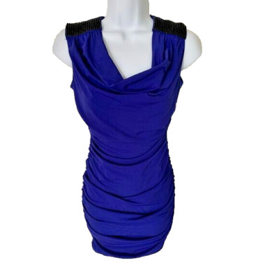 BCX Womens Blue Ruched Party Bodycon Sleeveless Mini Dress Rhinestone Juniors XL