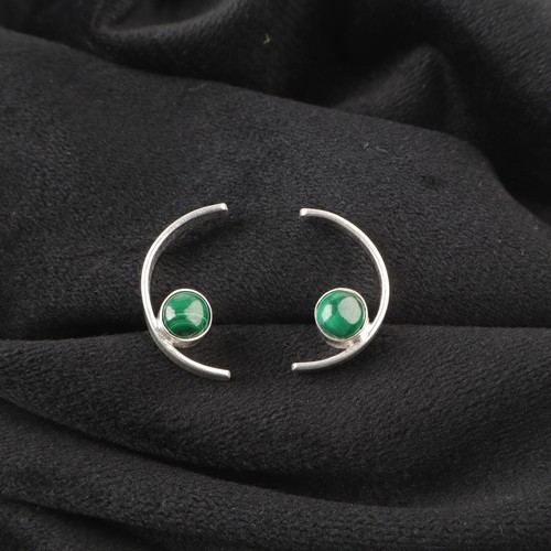 Natural Malachite Gemstone 925 Sterling Silver Drop/Dangle Earrings For Women