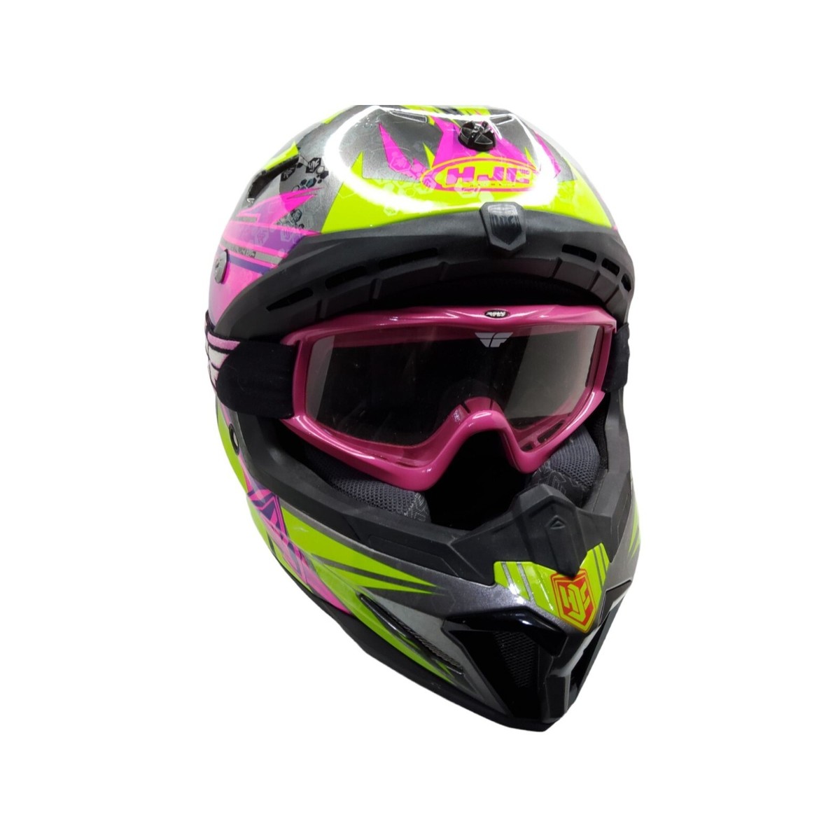 HJC CL-X7 Pop N Lock Women's Motorcycle Helmet Pink with goggles
