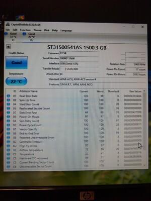 SEAGATE ST31500541AS,  9TN15R-301,  CC34,  TK, SATA 1.5 TB Drive -VERY LOW HOURS