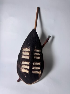 Handcrafted Small Shield Made from Natural Animal Leather with Decorative Spear