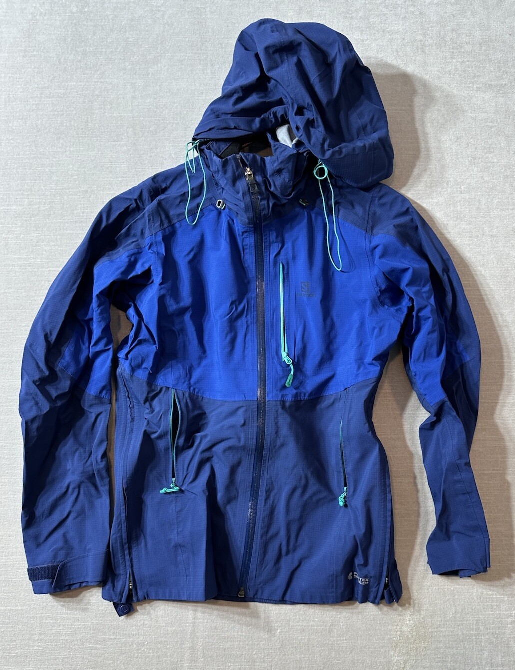 Salomon Advanced Giacca Pelle con Cappuccio Impermeabile Donna XS Blu Full Zip Blu