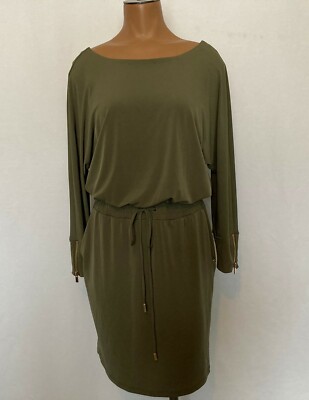 Andrew Marc Women's 4 Green Tunic Dress Casual Stretch Knit Elastic Waist  Short | eBay