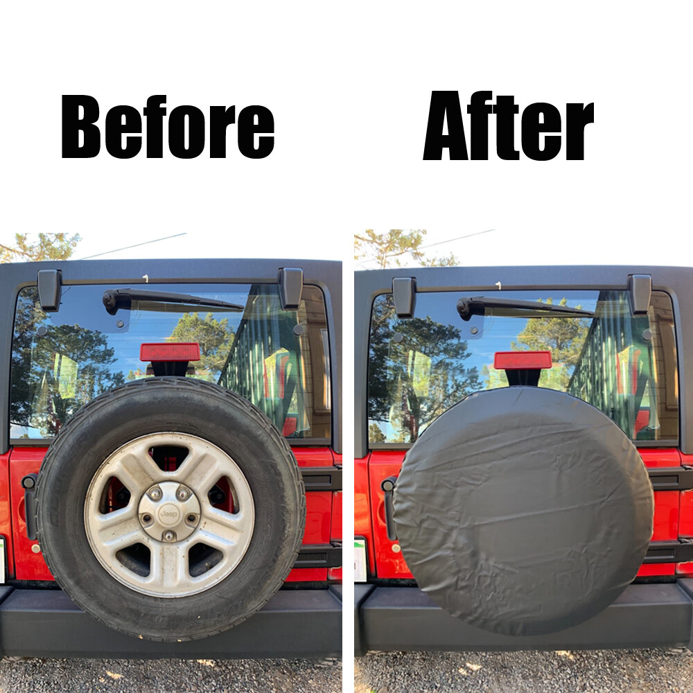 JMTBNO 16" Spare Tire Cover For Ford Bronco – Soft Vinyl, Waterproof, Fits Tires 29-31 Inches