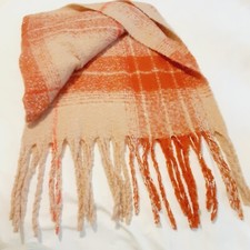 Versatile Warm Plaid Fringed Blanket Scarf - Fall/Winter Colors Shawl/Wrap Plaid