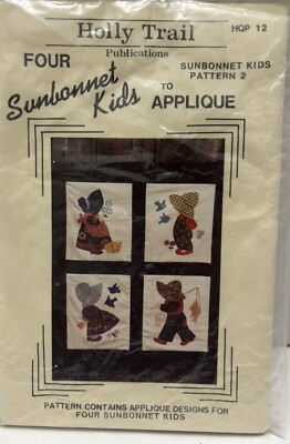Holly Trail SUNBONNET KIDS II Four Applique Quilt Pattern Blocks 1990 HQP 12