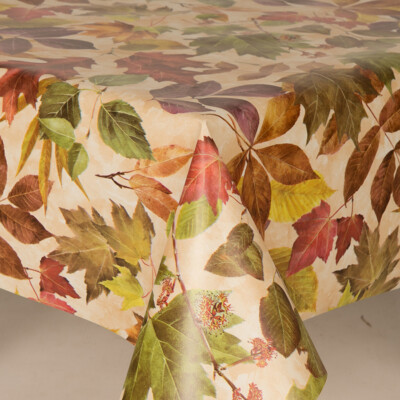 Einfache Herbst Herbst Blätter grün, rot, rost Vinyl PVC abwischbare Tischdecke, Cafe,