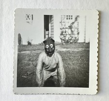 Kid In Black Halloween Cat Mask / Costume Original Vintage