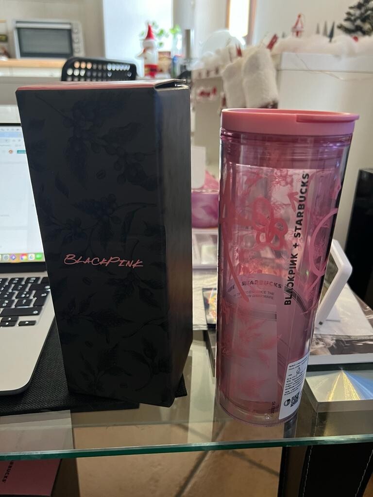 Mug isotherme Blackpink Graffiti Rose avec couvercle hermétique 470ml