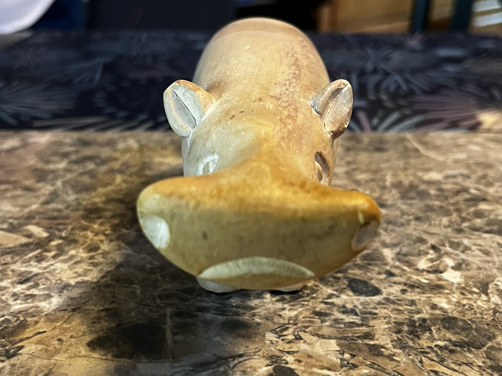 Vintage 1980s Hand Carved Soapstone Hippopotamus Hippo Figurine Kenya