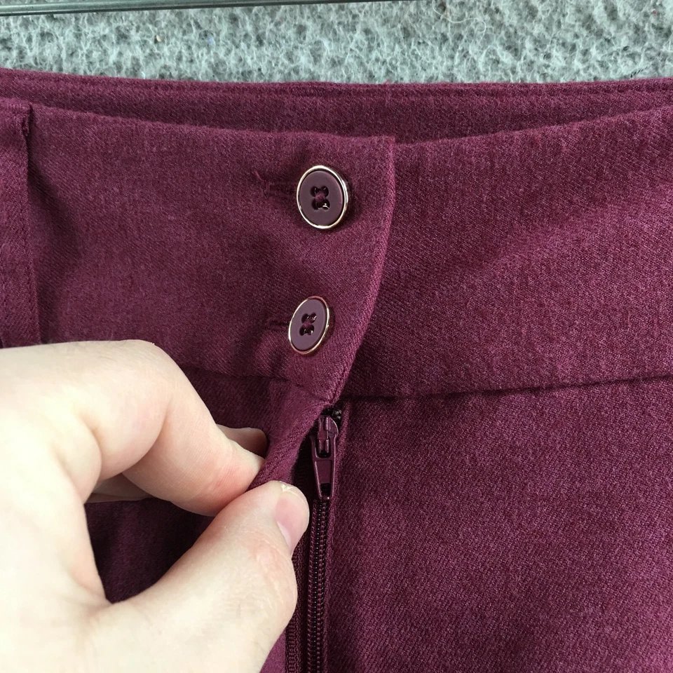 Pantalones de vestir Liz Claiborne para mujer 6 (actual 32X26) borgoña tiro alto plisado cremallera Foto 4 de 4