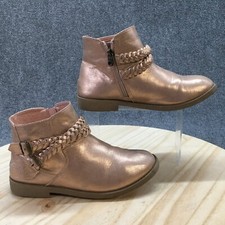 Blowfish Malibu Boots Youth 5 Karelia Ankle Booties Pink Side Zip Buckle Braided