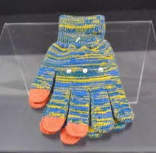 New Varigated Orange Blue Yellow 3 Finger Texting Gloves Rhinestone Trim B27