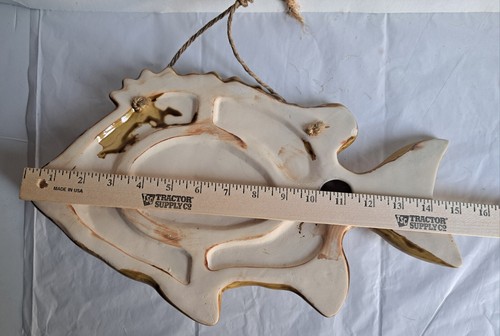 16"Ceramic Glazed 3D Embossed Fish Wall Art Vintage Nautical Fishing Cottagecore - Picture 9 of 10