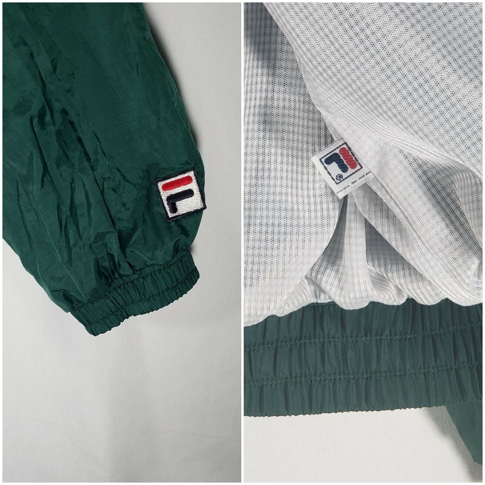 Giacca Vintage Fila Windbreaker New York Jets Color Way Bianco Verde Medium VINTAGE