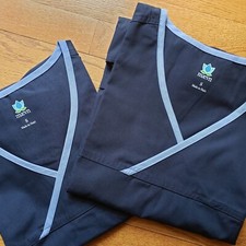 LOT of 2 Maevn Scrub Top Womens Mock Wrap Navy Blue 3 Pockets Size Small