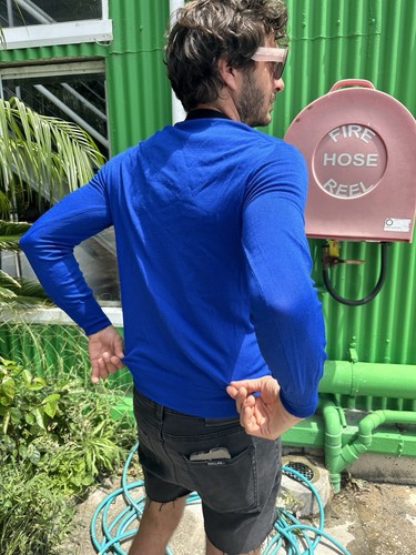 KENZO Maglione Uomo Maglione Maglia Top Pannello Logo Blu Fluo Verde Viscosa ... - Foto 8 di 24