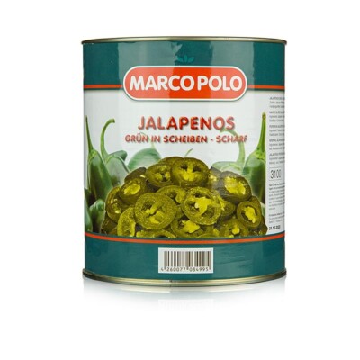 Chili Schoten - Jalapenos, geschnitten, scharf, 3 kg, Abtropfgewicht 1,5 kg