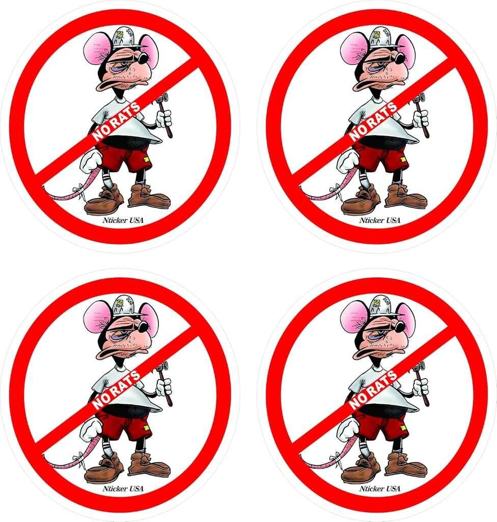No Rats Sticker (4-Pack) | Funny Pro-Union Hard Hat Decal | Blue Collar ...