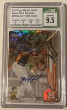 CSG GEM MINT 9.5 2020 TOPPS CHROME UPDATE YORDAN ALVAREZ REFRACTOR ROOKIE AUTO