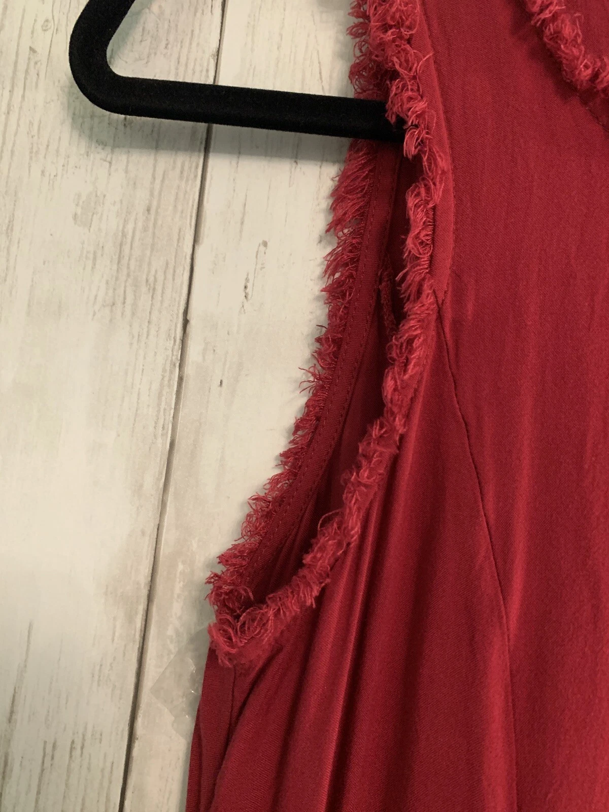 Abito Altar'd State donna XS rosso senza maniche orlo frange San Valentino cuore
