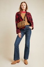 New Anthropologie Pilcro High Rise Dark Wash Blue Denim Utility Bootcut Jeans 26