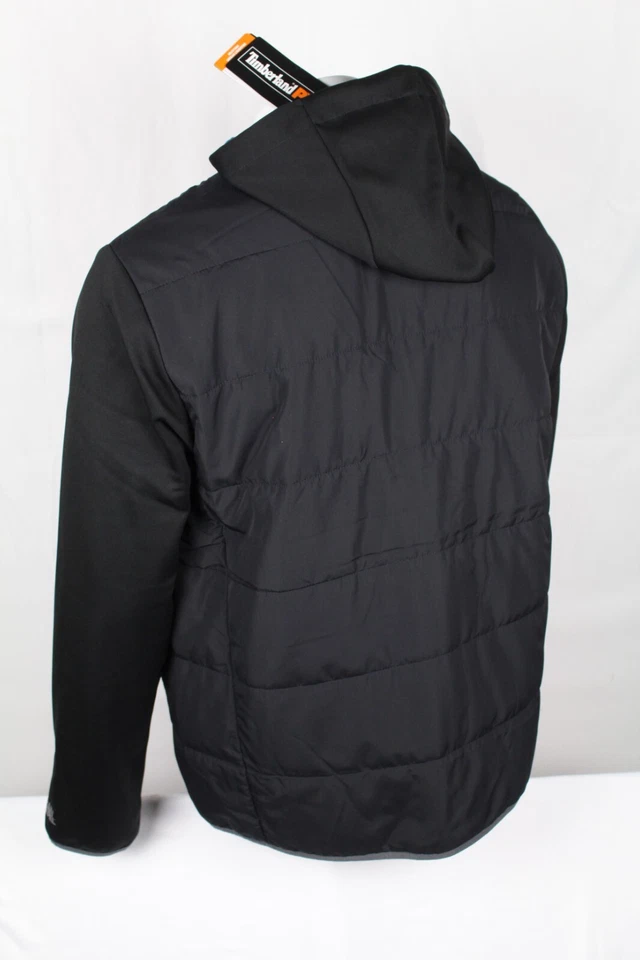 Timberland PRO Men's Deadbolt Hybrid Hoodie Full Zip Midlayer Black Rain Repel - Image 2 of 4