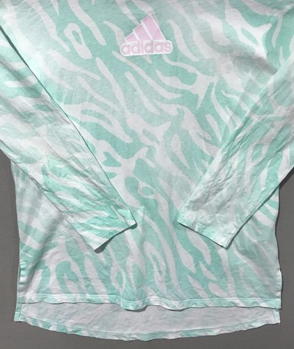 Adidas Shirt Girls Youth Medium Green Pullover Tee Hoodie Long Sleeve Beach City - Picture 5 of 11