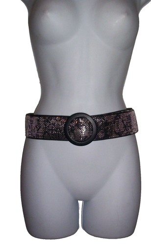 Vintage 80s Gold Coin Medallion Embossed Disc Stretch Belt  display picture 1