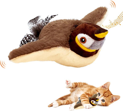 Flying Bird Cat Toy with Catnip, Rechargeable Flapping Bird Sparrow, Upgrade Fla