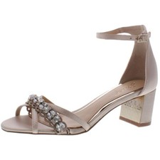 JEWEL BADGLEY MISCHKA Giona Women's Evening Sandal Champagne Satin 7.5M B4HP