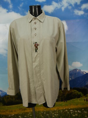 Size XL costume shirt shirt Hammerschmid beige cotton peasant embroidery TH1316