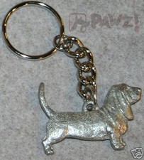 BASSET HOUND Dog Fine Pewter Keychain Key Chain Ring Fob