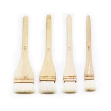 4PCS Flat Hake Paint Brush Set Soft Goat Hair for Watercolor Ceramic Art