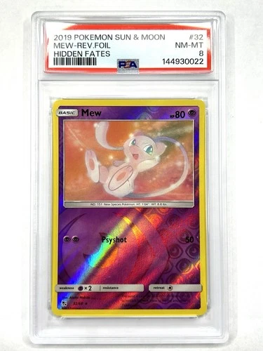 2019 Hidden Fates Mew #32 Reverse Foil PSA 8