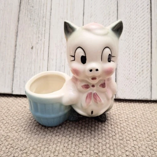 Vintage Shawnee Pottery Pig Ceramic Planter 4.75" Anthropomorphic Cute