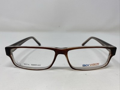 Sky Vision SKY141 C002 Brown/Crystal 55-17-140 Full Rim Eyeglasses Frame Q354