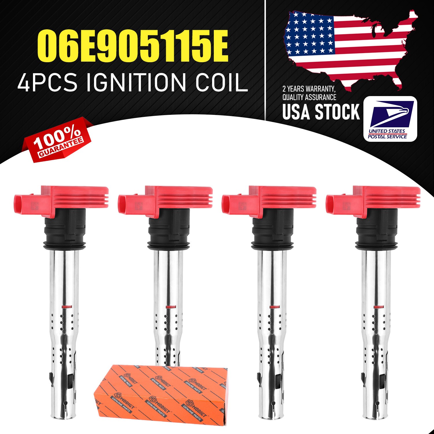 4Pcs Replace For 06E905115E UF529 Ignition Coil For Audi VW Porsche Lamborghini