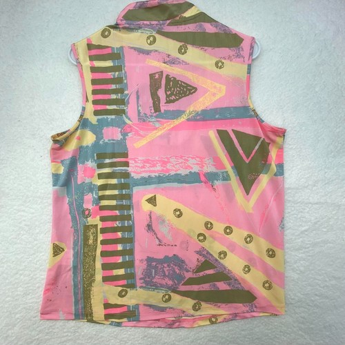 Jamie Sadock L Polyester Blend Zipper Athletic Shirt Pink Designs Sleeveless - Picture 6 of 9