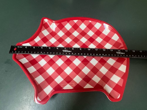 Assiette à cochon Kane Home BBQ vichy mélamine 15" service été rouge et blanc - Photo 5/7