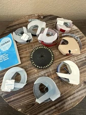 Vintage DYMO Rolls Various Labels & Embossing Wheel American 180 Manual (10)