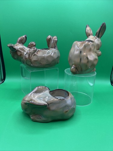 Partylite Bunny Rabbit Votive Candle Holders Set of 3 Green Brown ...