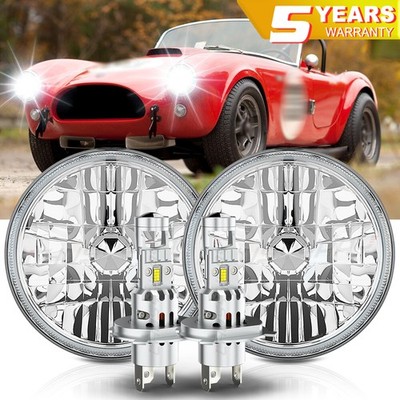 2PC For AC Shelby Cobra 1962 1963-1973 7 inch Round Headlights High Low Beam H4