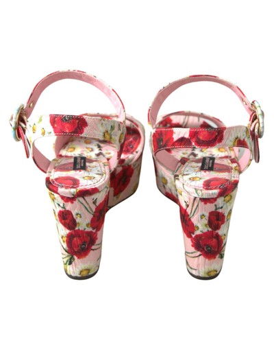 Dolce & Gabbana Floral Wedge Sandals Buckle Closure Women Multicolor - Imagen 3 de 7