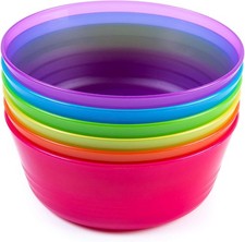 Kids Plastic Dinnerware Set of6 Multi Color Bowls -Reusable, BPA-Free,Dishwasher