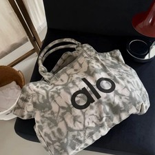 ALO Yoga Gray Tie Dye Large Canvas Tote Bag G...
