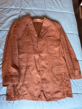 Single Breasted Three Button Tobacco Linen Blazer
