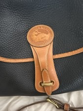 Vintage Dooney Bourke All Weather Leather Black British Tan Crossbody AWL Duck