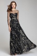 Rickie Freeman For Teri Jon New 3/4 Sleeve Beaded Tulle Illusion Gown Size 6